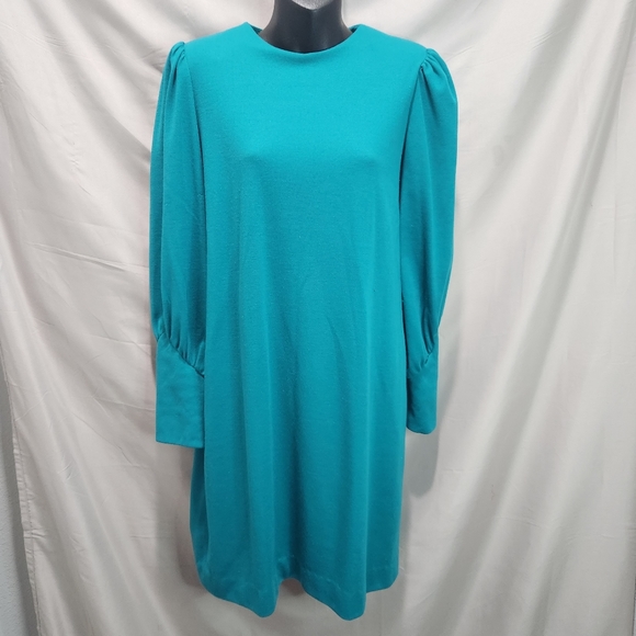 J. Ellis Vintage 80s Aqua Blue Green Classy Belted Shift Dress - Picture 4 of 10